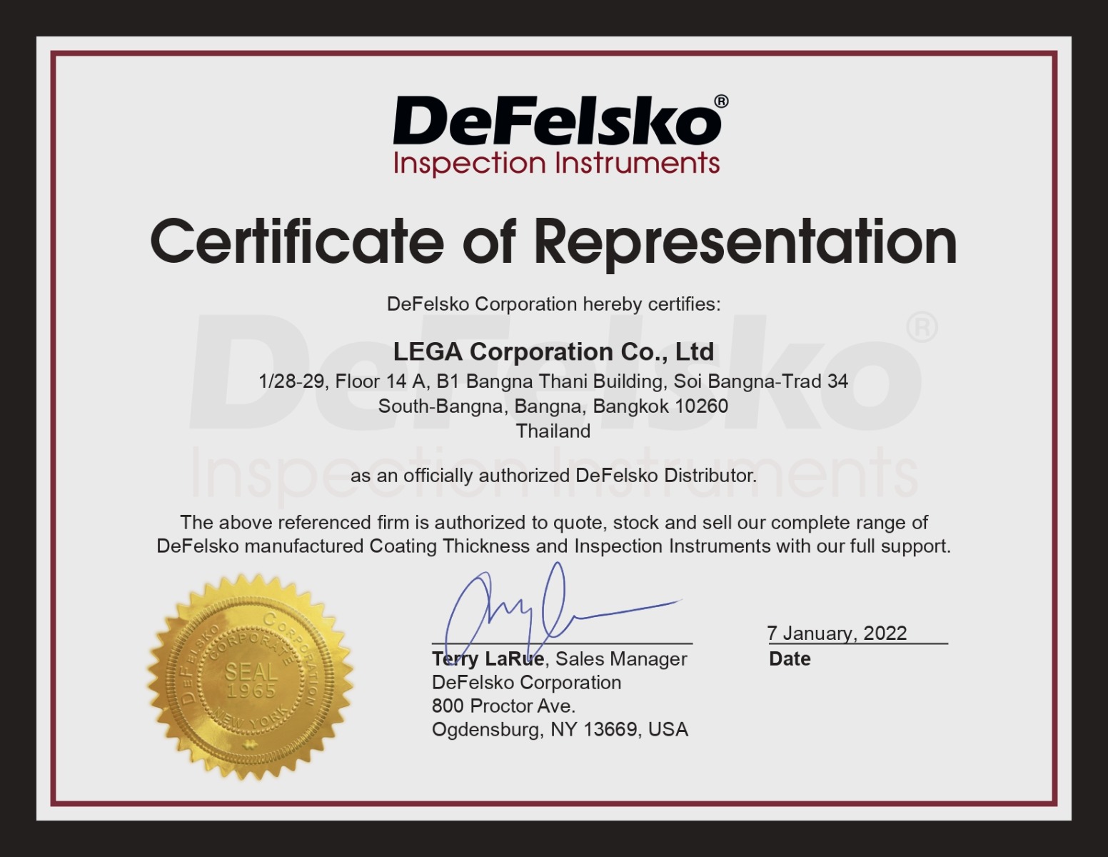 Officially Authorized DeFelsko Distributor