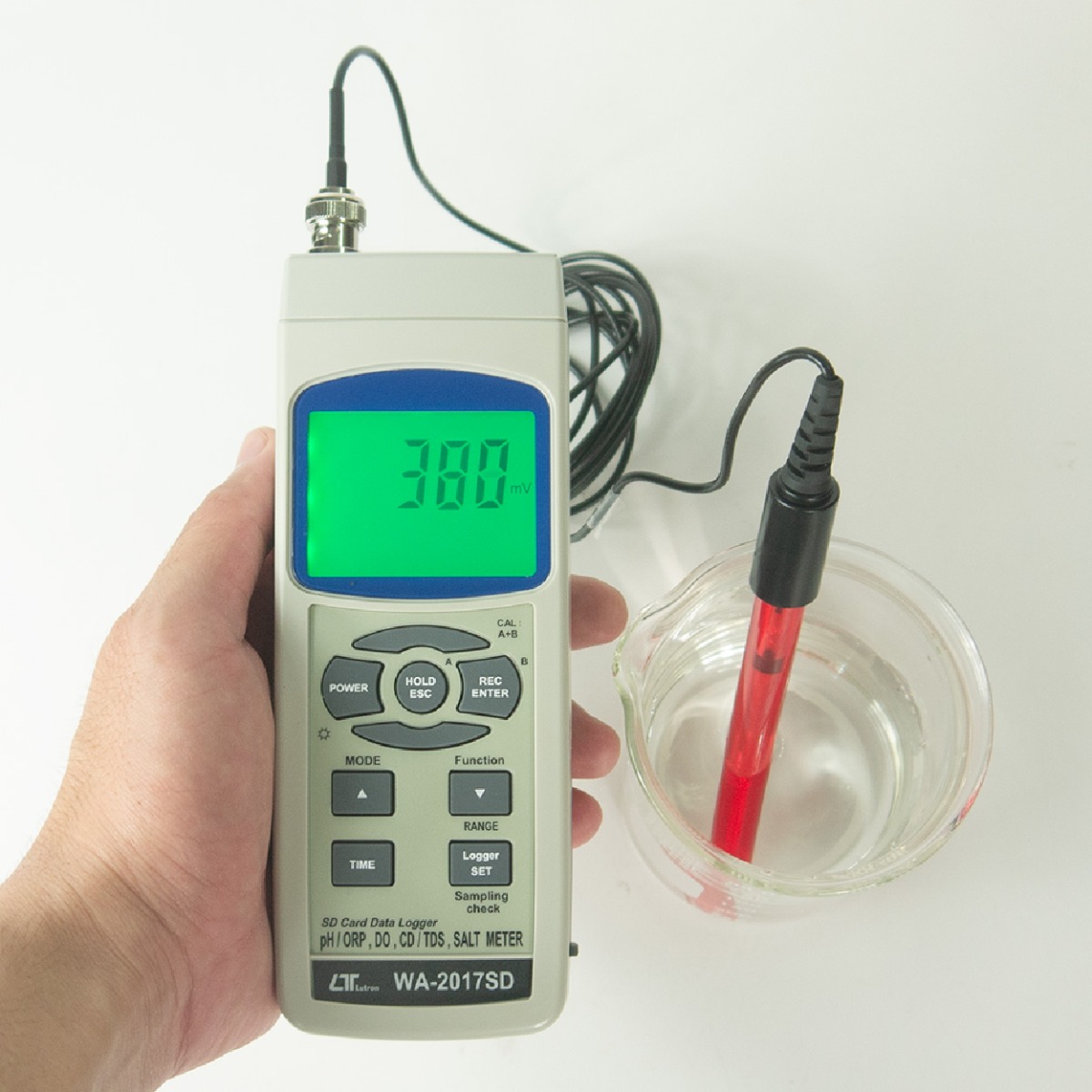 ค่าที่ได้หลังจากการวัดค่า ORP ในสารละลายตัวอย่าง