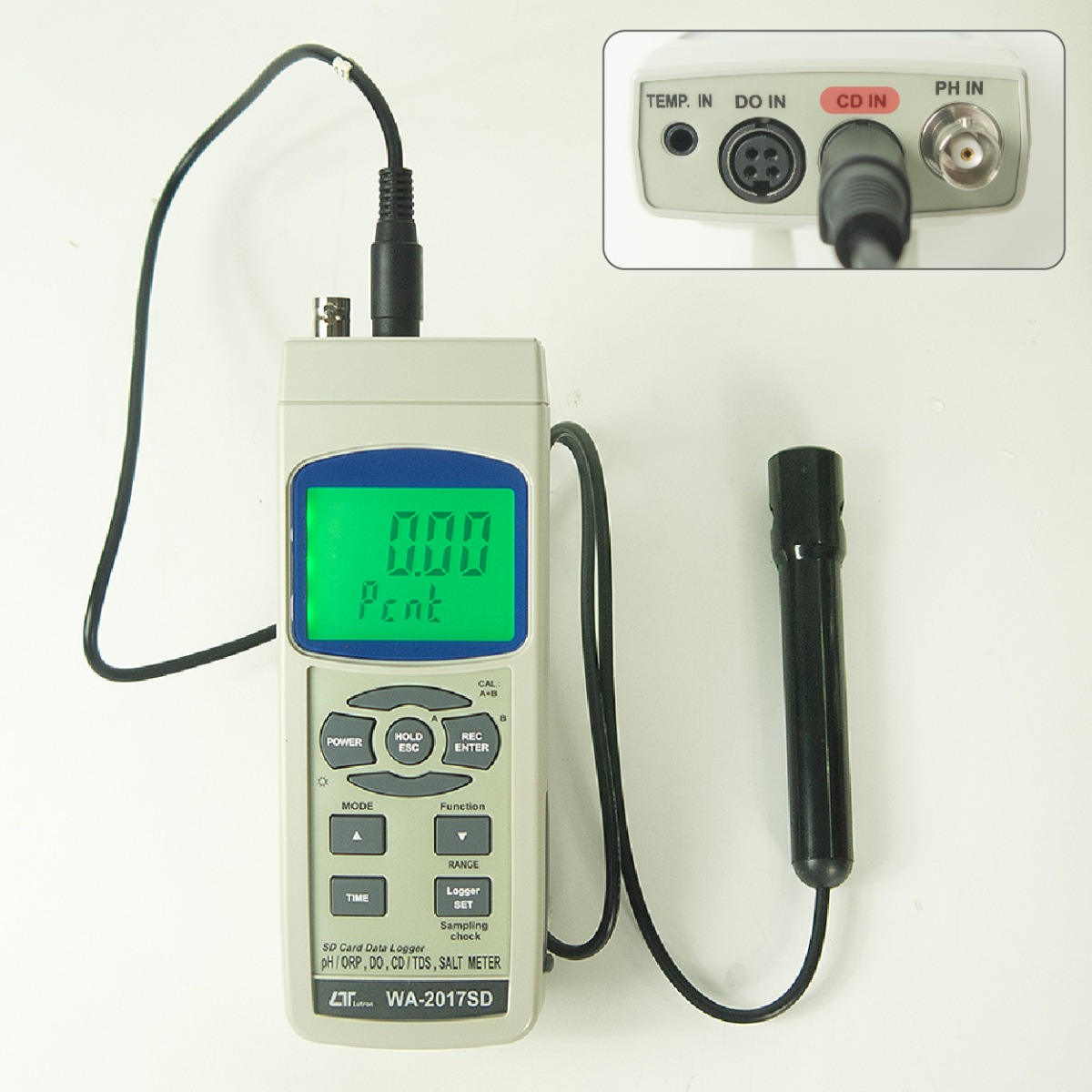 ภาพแสดงการเชื่อมต่อ Connector เข้ากับโพรบวัดค่า Salt