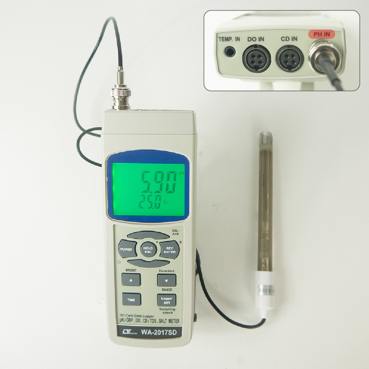 ภาพแสดงการเชื่อมต่อ Connector เข้ากับโพรบวัดค่า pH