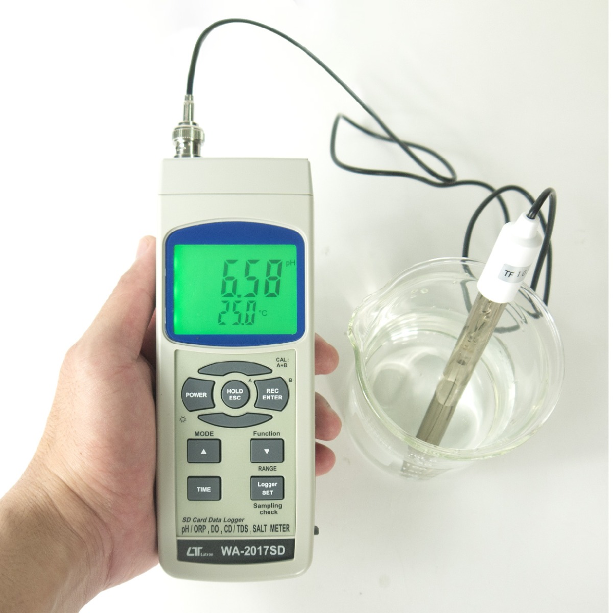 ค่าที่ได้หลังจากการวัดค่า pH ในสารละลายตัวอย่าง